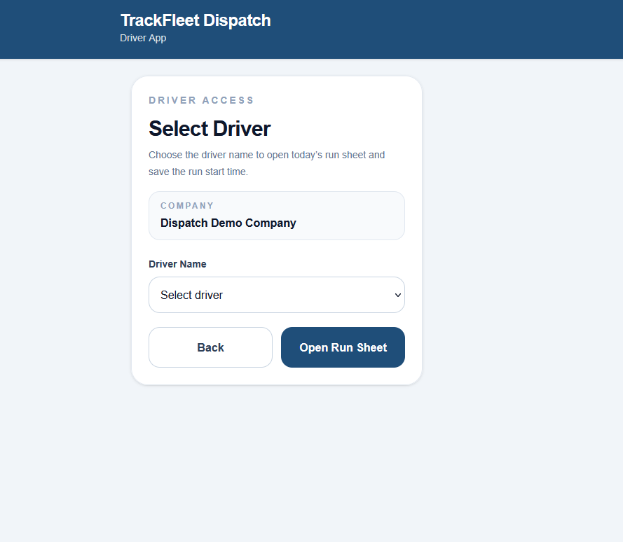 Driver workflow screenshot